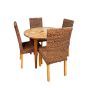 Light Vintage Mango 100cm Round Dining Chair and 4 Rattan Dining Chairs