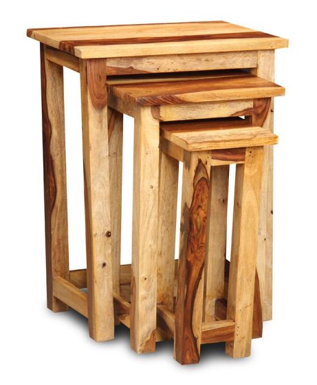 Jali Sheesham Tall Nest of Tables - Light