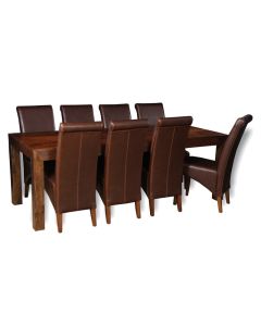 Dakota 220cm Dining Table & 8 Rollback Chairs (4 Colours) - In Stock