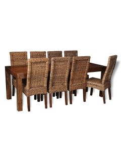 Dakota 220cm Dining Table & 8 Rattan Chairs