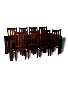 Mango Wood 220cm Dining Table & 8 Mango Wood Dining Chairs - In Stock