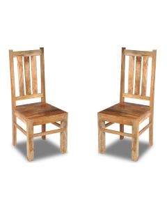 Set of 2 Light Mango Wood Dining Chairs