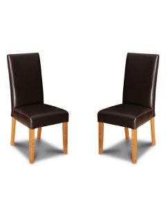 Set of 2 Brown Barcelona Leather Dining Chairs
