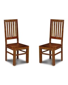 Set of 2 Jali High Back Slat Chairs