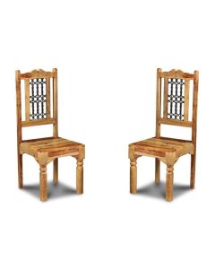 Set of 2 Light Jali Dining Chairs