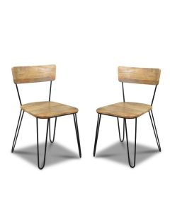 Set of 2 Light Vintage Dining Chairs