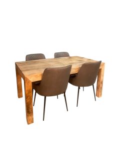Light Dakota 160cm Dining Table & 4 Henley Faux Leather Chairs