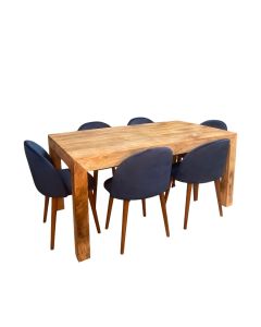 Light Dakota 160cm Dining Table & 6 Zena Fabric Dining Chairs