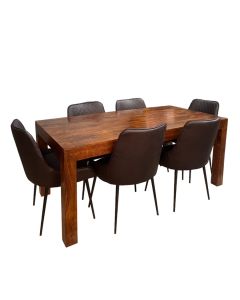 Dakota Dining Table & 6 Henley Faux Leather Chairs