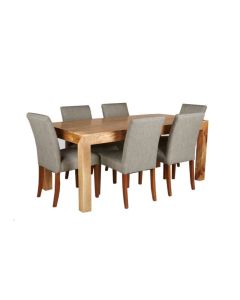 Light Mango Wood 180cm Dining Table & 6 Milan Chairs