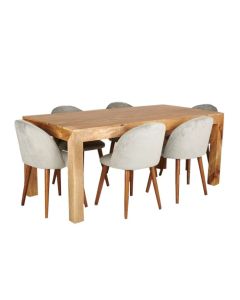 Light Mango Wood 180cm Dining Table & 6 Zena Dining Chairs