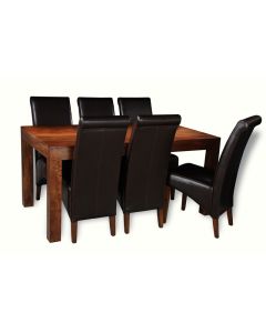 Dakota 180cm Dining Table & 6 Rollback Chairs : Rollback - Brown