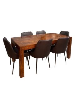Dakota 180cm Dining Table & 6 Henley Faux Leather Dining Chairs