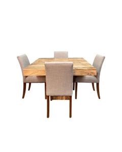Light Dakota 120cm Cube Dining Table & 4 Milan Fabric Chairs