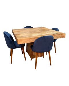 Light Dakota 120cm Cube Dining Table & 4 Zena Dining Chairs