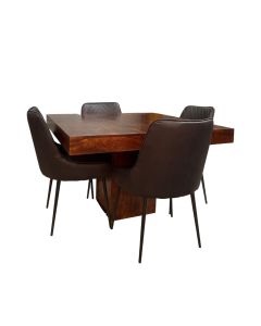 Dakota 120cm Cube Dining Table & 4 Henley Faux Leather Dining Chairs