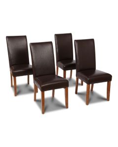Set of 4 Brown Leather Barcelona Dining Chairs