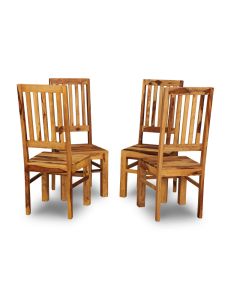 Set of 4 Jali Light Slatted Dining Chairs - Due 20th May