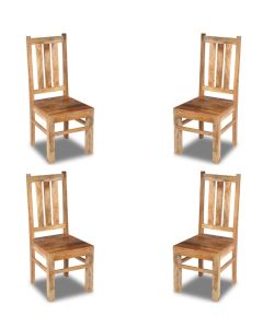 Set of 4 Light Mango Wood Dining Chairs