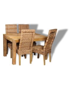Light Dakota 120cm Dining Table & 4 Rattan Chairs (3 Styles) - In Stock