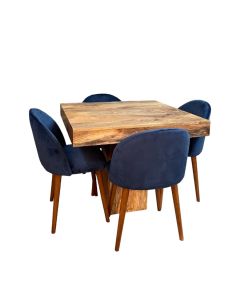 Light Dakota 90cm Cube Dining Table & 4 Zena Dining Chairs