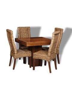 Dakota 90cm Cube Dining Table & 4 Havana Rattan Chairs