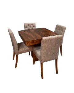 Dakota 90cm Cube Dining Table & 4 Milan Button Dining Chairs