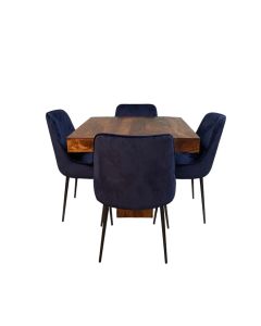 Dakota 120cm Cube Dining Table & 4 Henley Velvet Dining Chairs