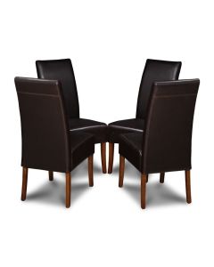 Set of 4 Brown Madrid Leather Dining Chairs
