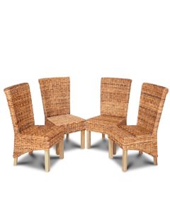 Set of 4 Rattan Rollback Dining Chairs - In Stock