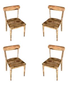 Set of 4 Light Vintage Mango Dining Chairs