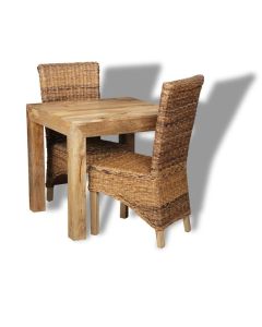 Light Dakota 80cm Dining Table & 2 Rattan Chairs (3 Styles) - in Stock