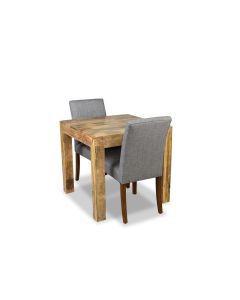 Light Mango Wood 80cm Dining Table & 2 Milan Fabric Chair