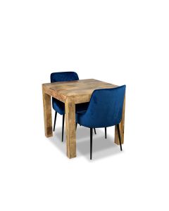 The Light Dakota 80cm Dining Table & 2 Henley Velvet Chairs