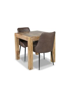 Light Dakota 80cm Dining Table & 2 Henley Faux Leather Chairs