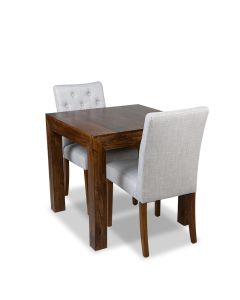 The Extra Small Dakota Dining Table & 2 Milan Button Fabric Chair 