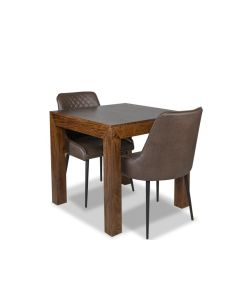 Extra Small 80cm Dakota Dining Table & 2 Henley Faux Leather Chairs (4 Colours) - In Stock