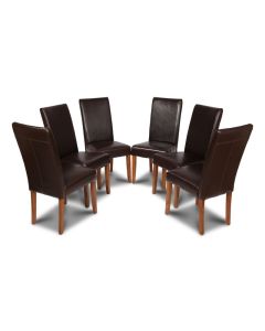 Set of 6 Brown Barcelona Leather Dining Chairs