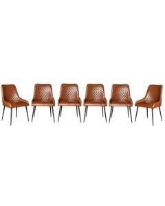 Set of 6 Henley Faux Leather Chocolate Chairs - In Stock