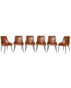 Set of 6 Henley Faux Leather Chocolate Chairs - In Stock