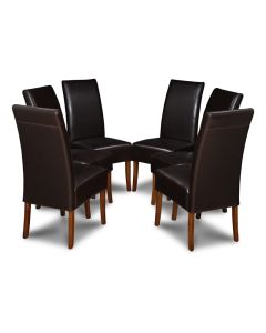 Set of 6 Brown Madrid Leather Dining Chairs