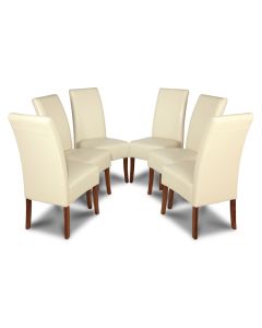 Set of 6 Cream Madrid Leather Dining Chairs