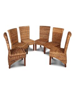 Set of 6 Rollback Rattan Dining Chairs - In Stock