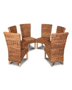 Set of 6 Rollback Rattan Dining Chairs - In Stock