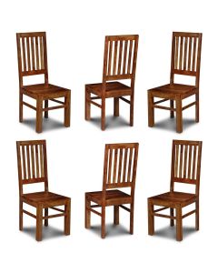 Set of 6 Jali High Back Slat Dining Chairs
