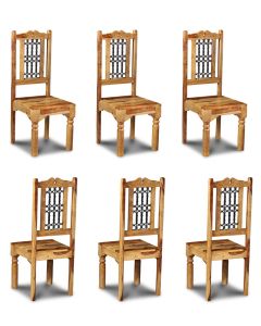 Set of 6 Light Jali Dining Chairs - In Stock