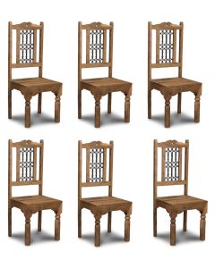 Set of 6 Natural Jali Dining Chairs - In Stock