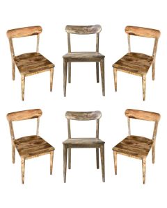 Set of 6 Light Vintage Mango Dining Chairs
