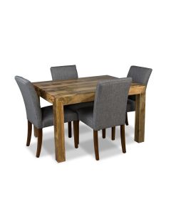 Light Mango Wood 120cm Dining Table & 4 Milan Fabric Chairs