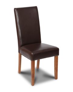 Brown Barcelona Leather Dining Chair (2 Colours) (Dark Leg) - In Stock